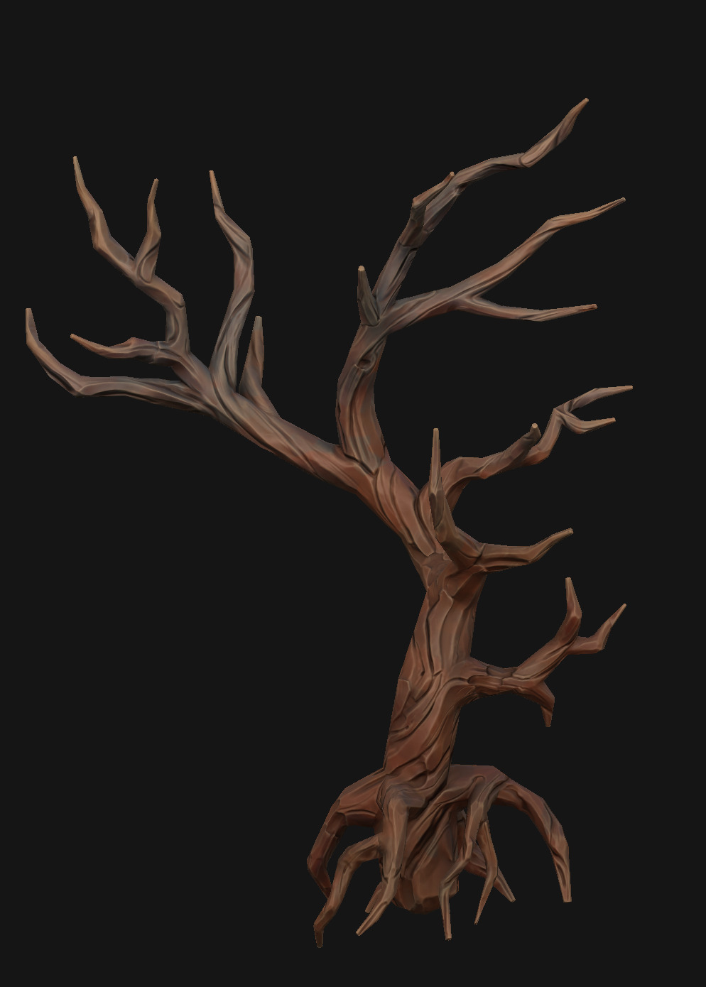 Big Dried Trees Stylized Low Poly Pack Game Ready Low-poly 3D model_2