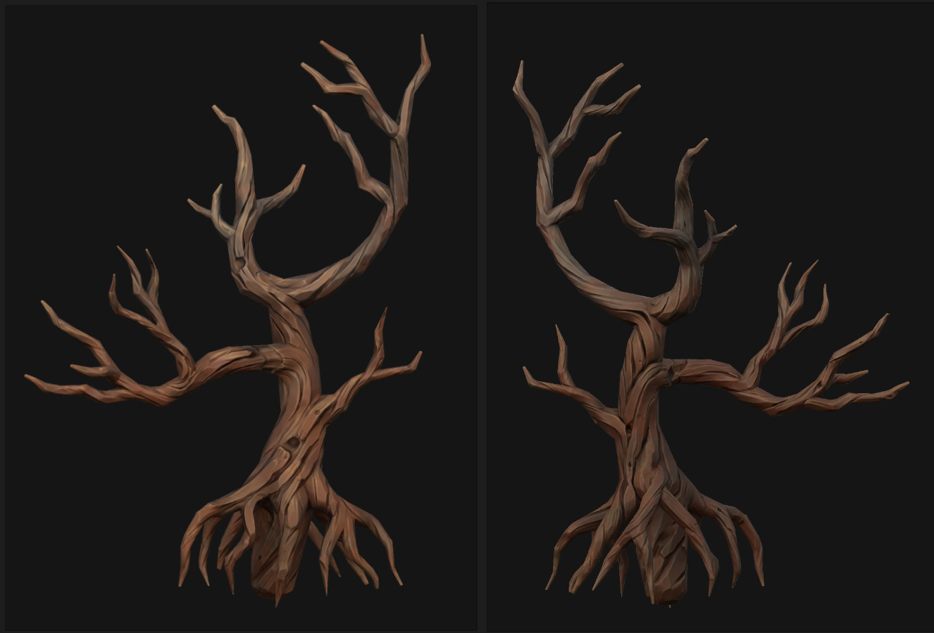 Big Dried Trees Stylized Low Poly Pack Game Ready Low-poly 3D model_3