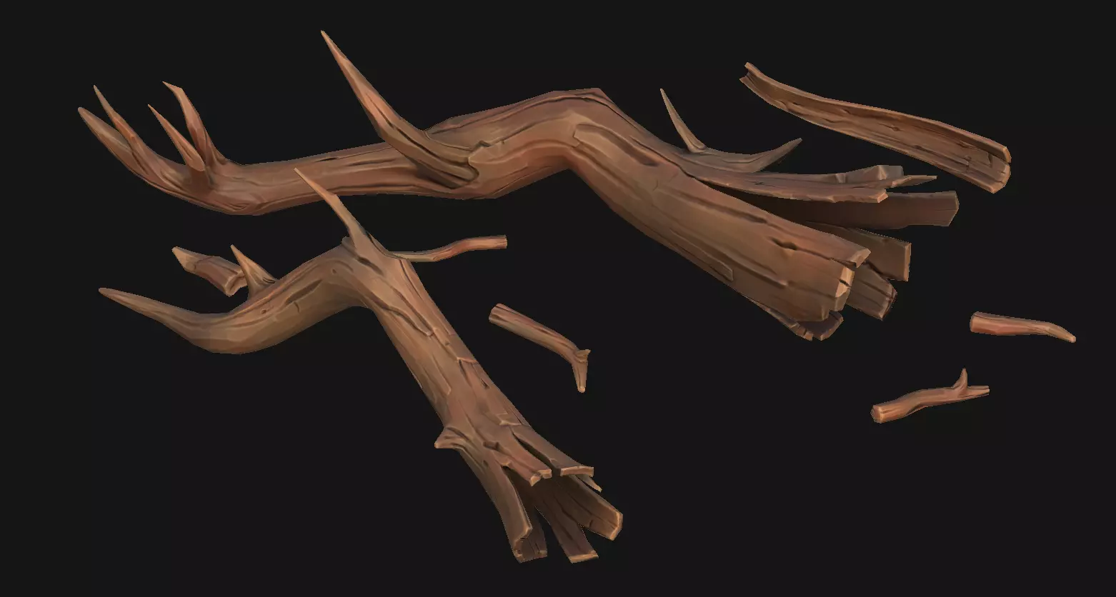 Big Dried Trees Stylized Low Poly Pack Game Ready Low-poly 3D model_0