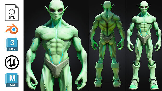 Alien Humanoid Games Sci Fi Low-poly 3D model