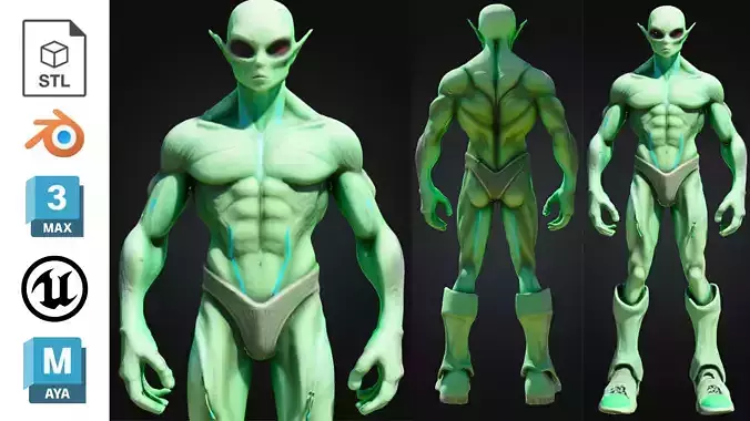 Alien Humanoid Games Sci Fi Low-poly 3D model