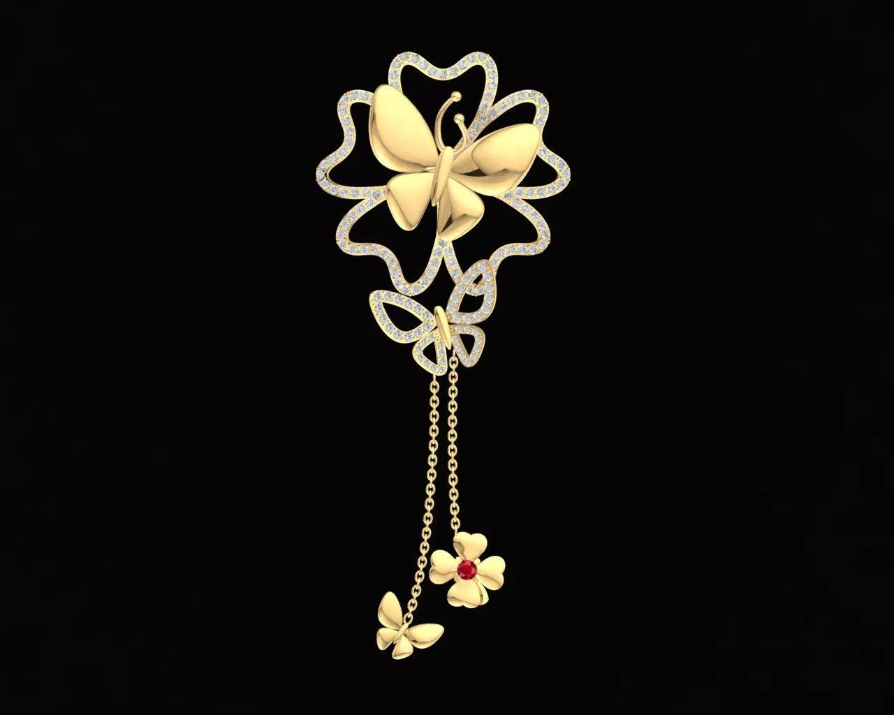 Elegant Flower Dangle Pendant 56 3D print model