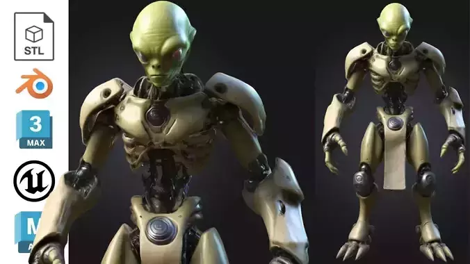 Alien Cyborg Bio Mechanical Sci Fi Low-poly 3D model