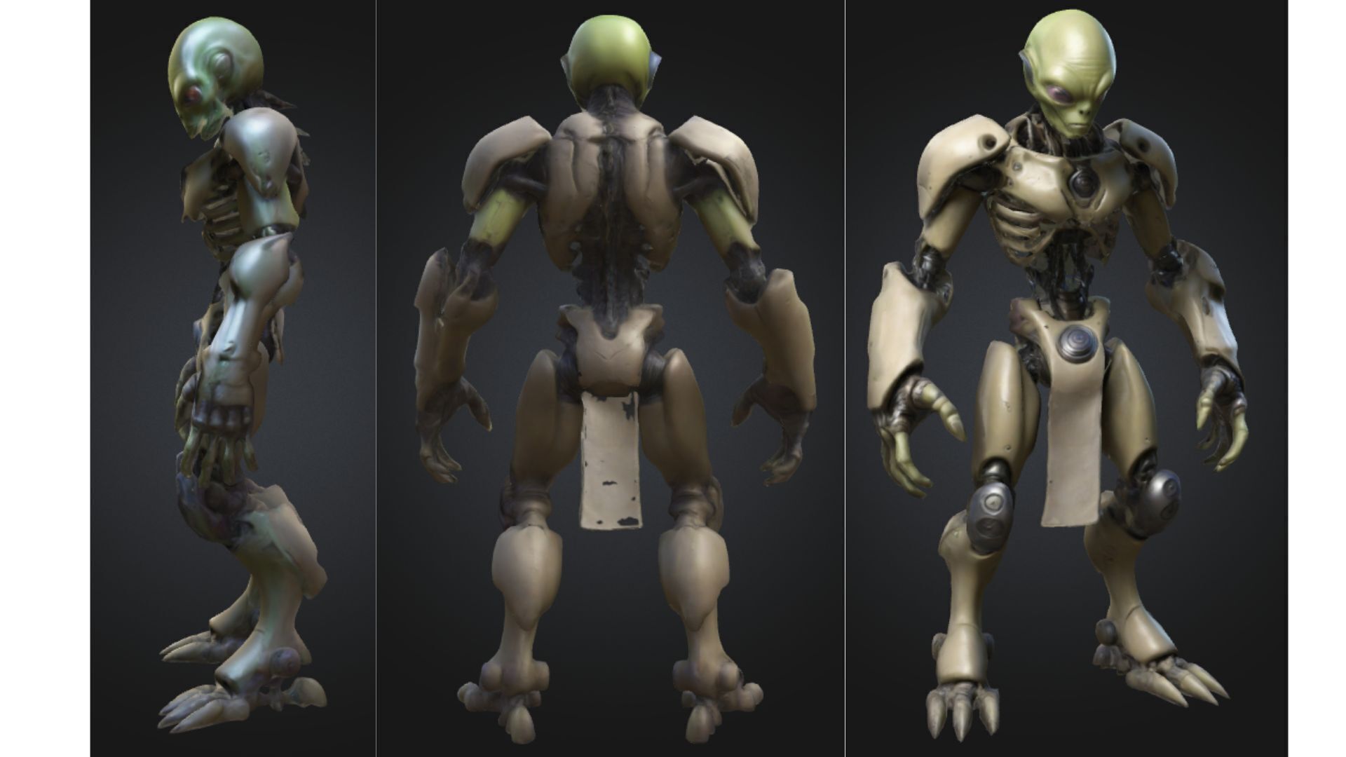Alien Cyborg Bio Mechanical Sci Fi Low-poly 3D model_1