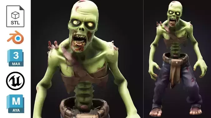Cartoon Zombie Creature Stylized Undead Games Low-poly 3D model