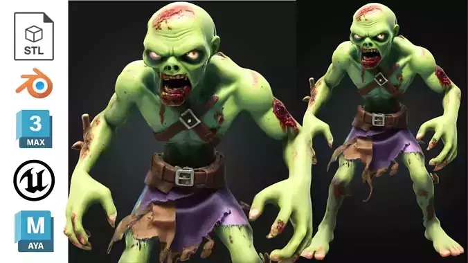 Monster Cartoon Zombie Creature Stylized Low-poly 3D model