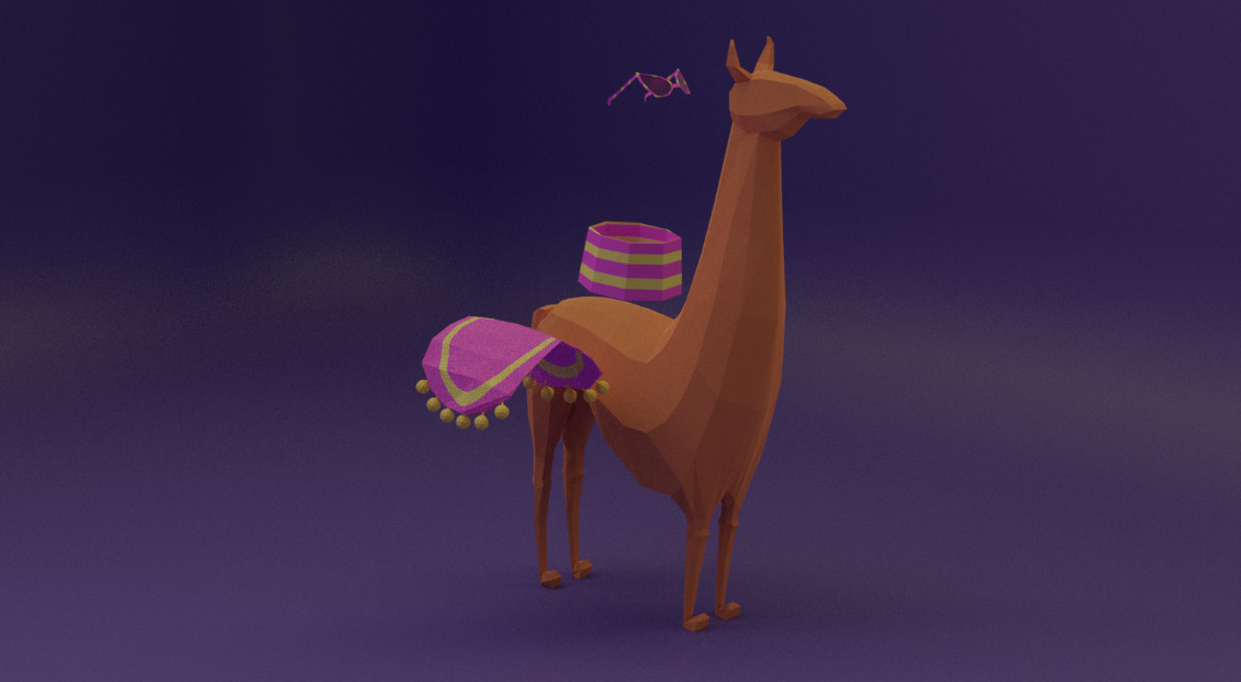 Low Poly Llama Set 3D model_3