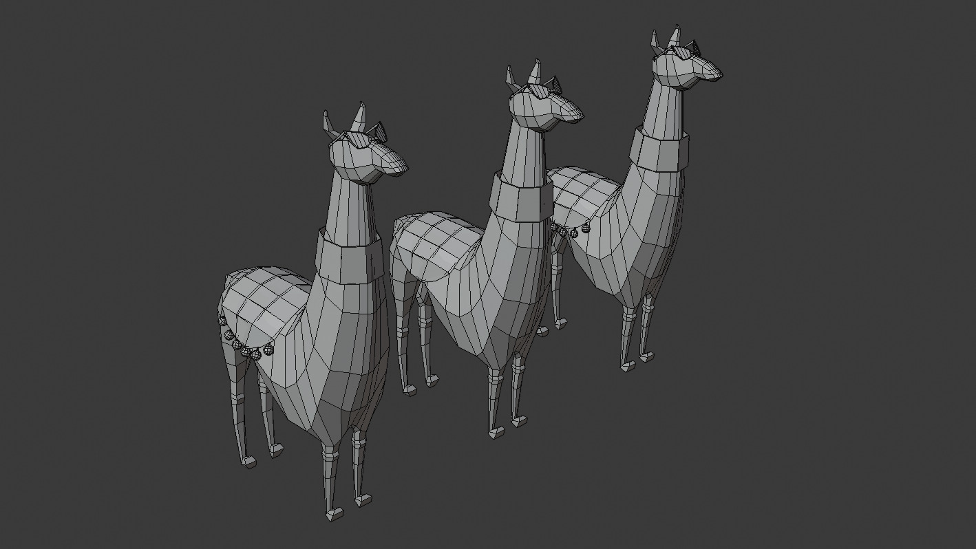 Low Poly Llama Set 3D model_2