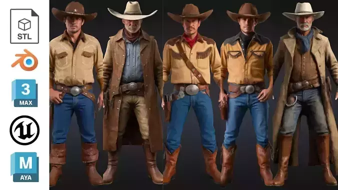 Pack 5  Wild West Cowboy Characters