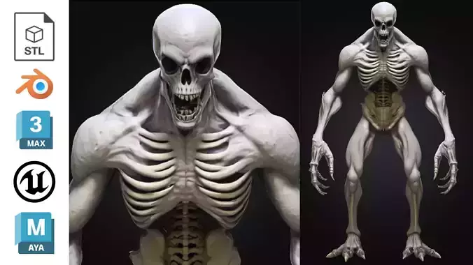 Undead Bone Horror Creature Monster Sci Fi Alien Low-poly 3D model