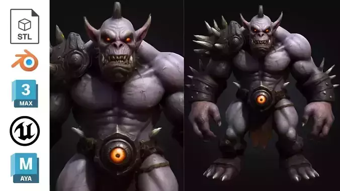 Ogre Warrior Brutal Sci Fi Fantasy Game Low-poly 3D model