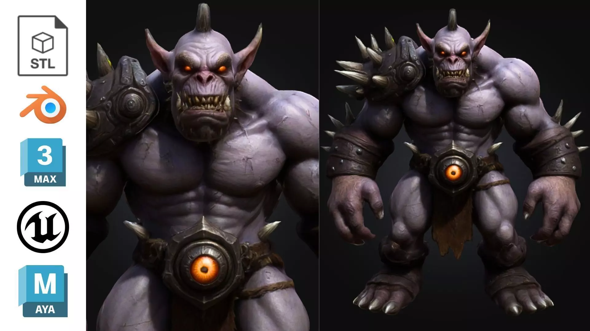 Ogre Warrior Brutal Sci Fi Fantasy Game Low-poly 3D model_0