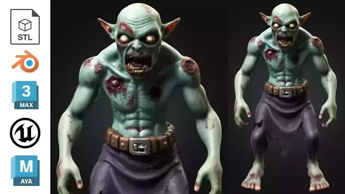 Stylized Zombie Creature Low-poly 3D model