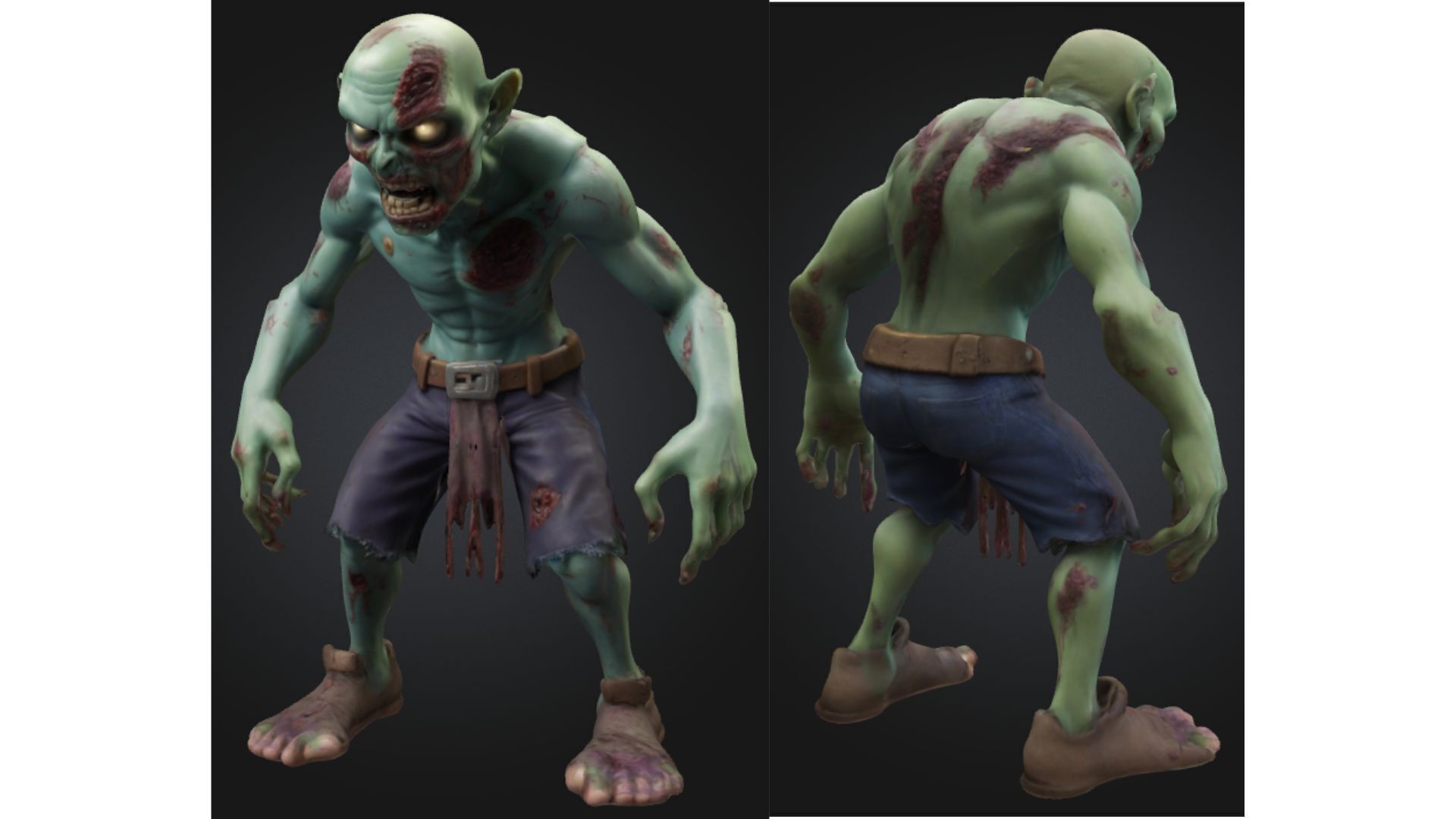 Cartoon Zombie Mutant Stylized Low-poly 3D model_2