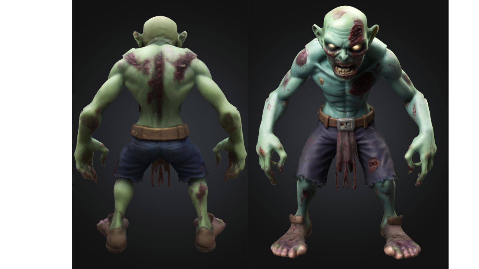 Cartoon Zombie Mutant Stylized Low-poly 3D model_1