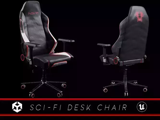 Sci-Fi Desk Chair  Low-poly 3D model