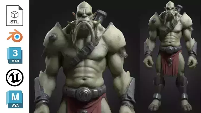 Ogre Warrior Fantasy Sci Fi Creature Soldier Low-poly 3D model
