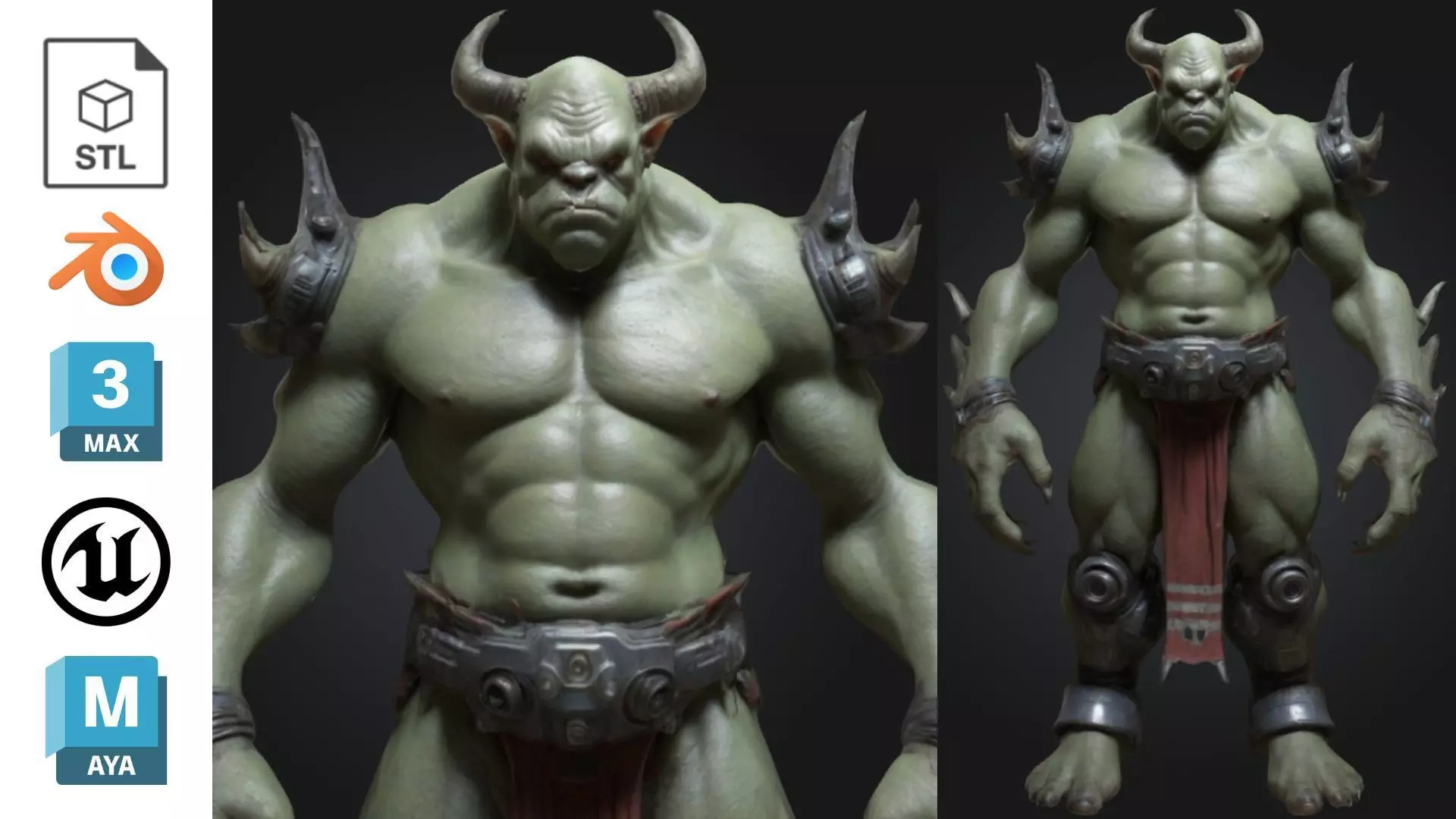 Ogre Warrior Sci-Fi Warlord Low-poly 3D model_0