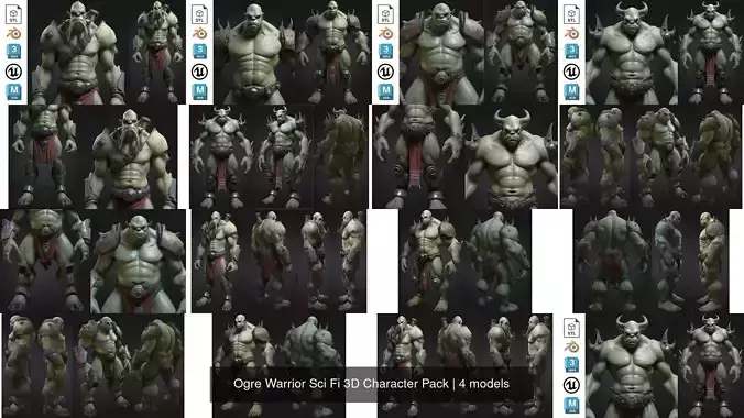 Ogre Warrior Sci Fi 3D Character Pack