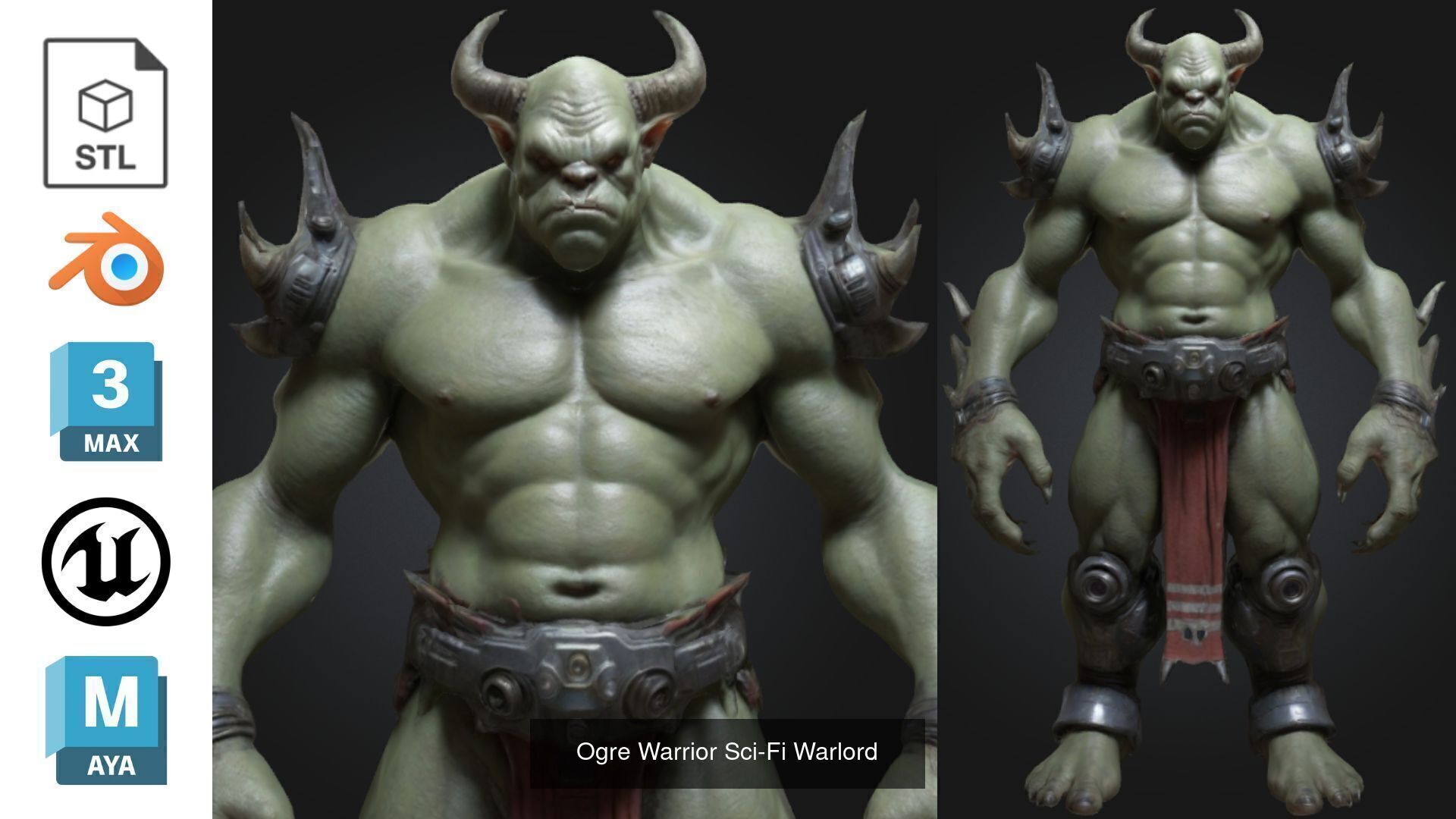 Ogre Warrior Sci Fi 3D Character Pack 3D Model Collection_5
