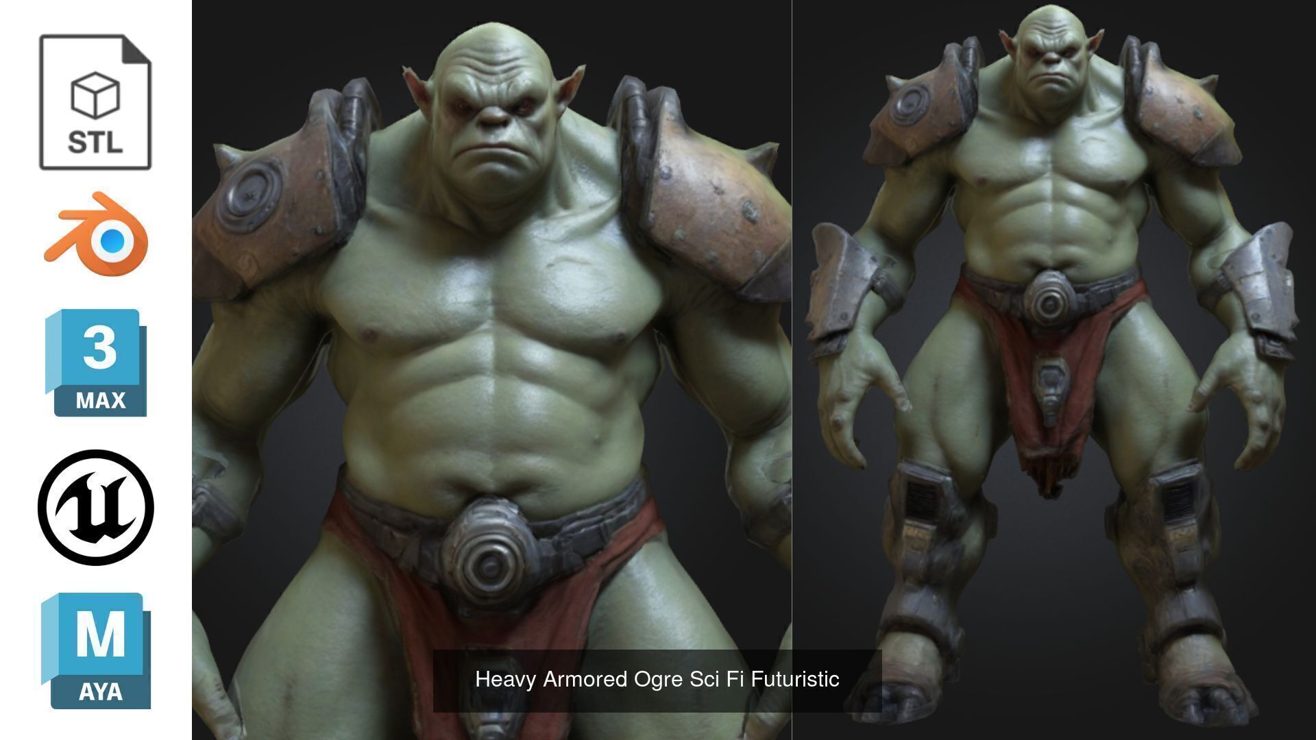 Ogre Warrior Sci Fi 3D Character Pack 3D Model Collection_4