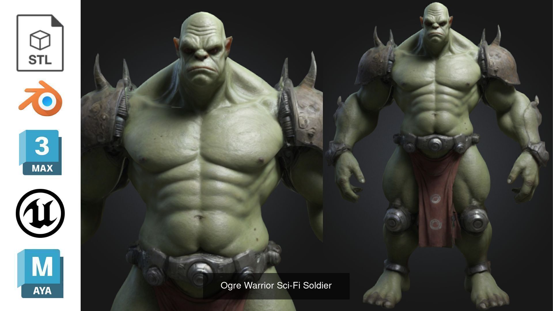 Ogre Warrior Sci Fi 3D Character Pack 3D Model Collection_3