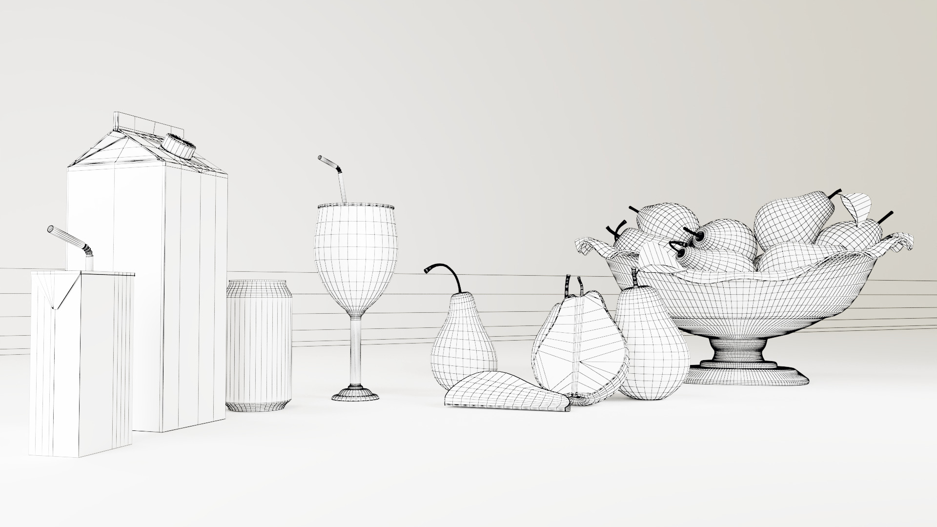 Pears Low-poly 3D model_8