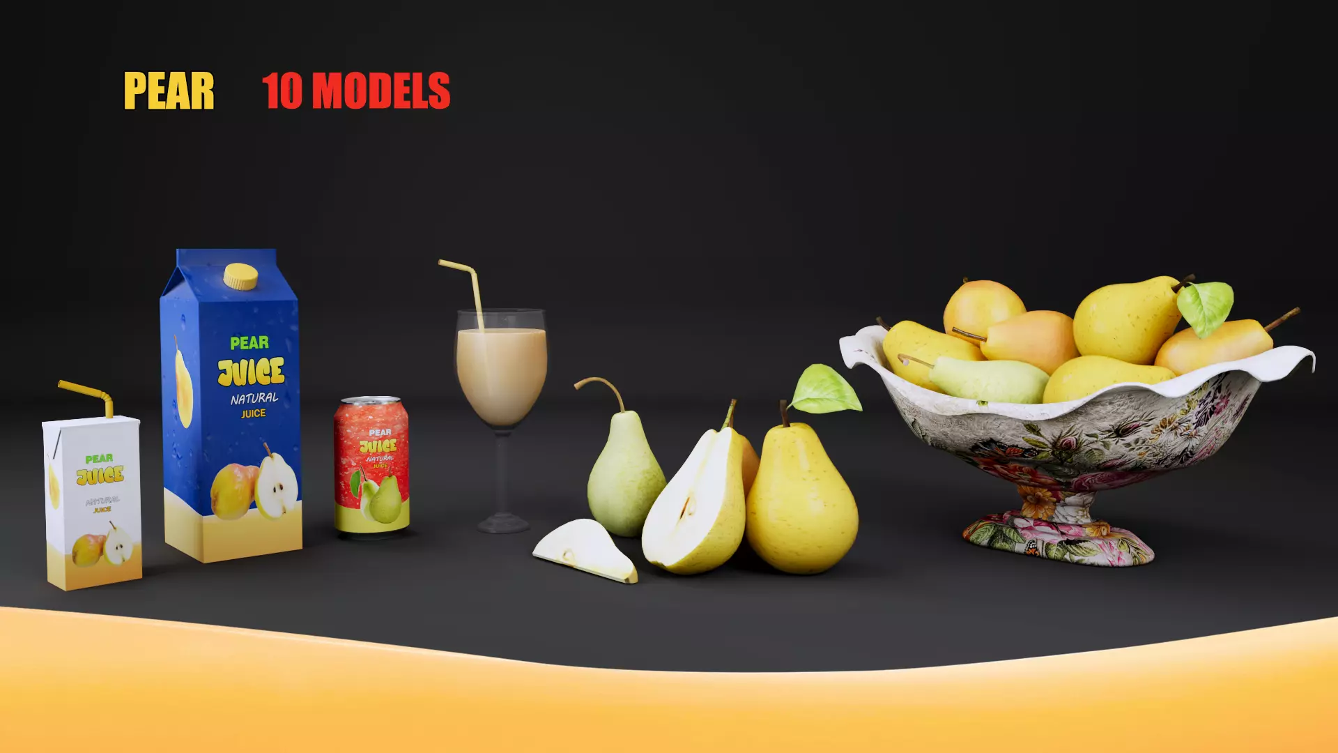 Pears Low-poly 3D model_0