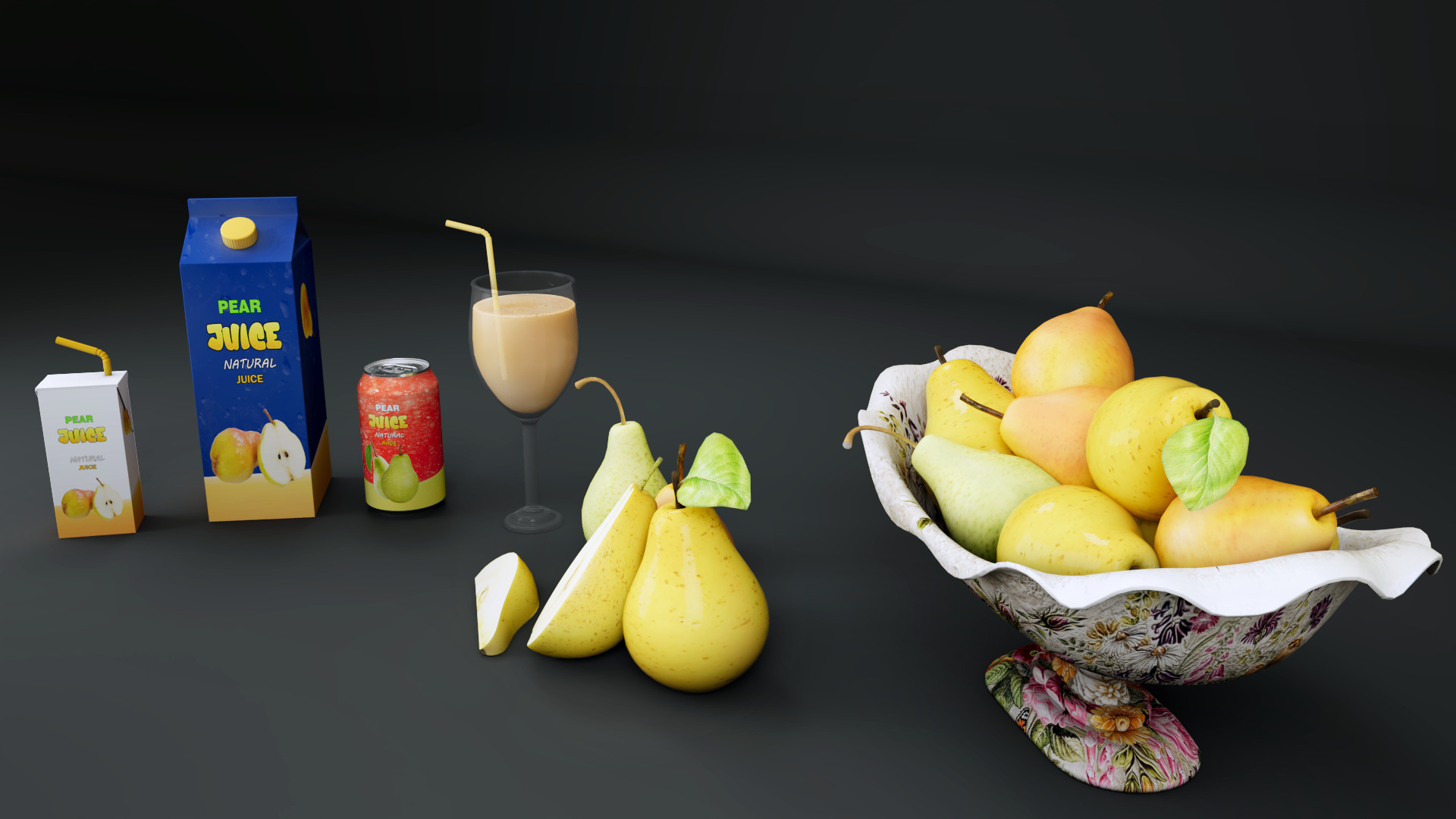 Pears Low-poly 3D model_2