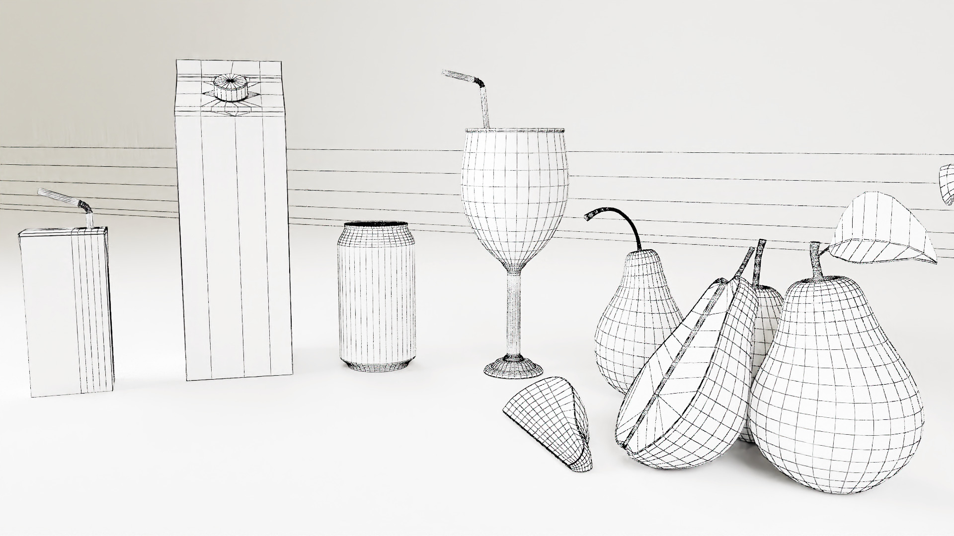 Pears Low-poly 3D model_10