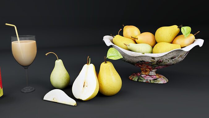 Pears Low-poly 3D model 5