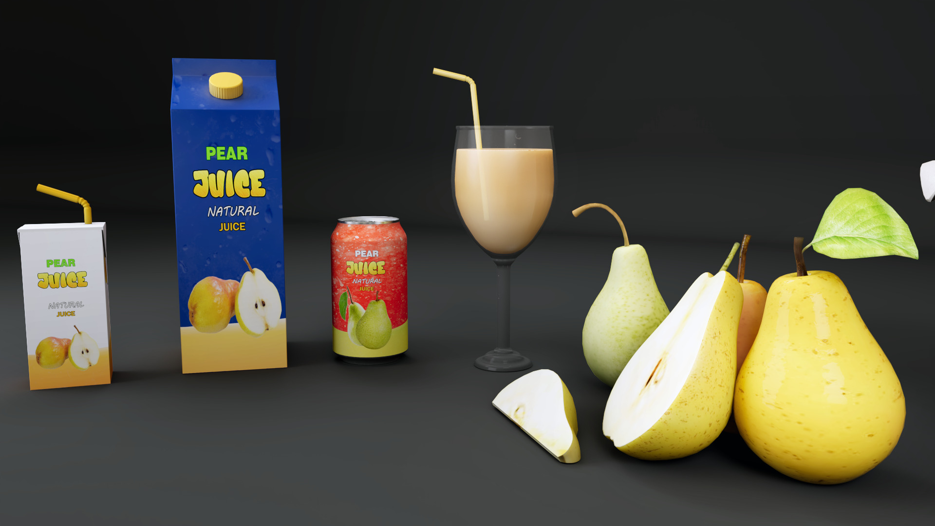 Pears Low-poly 3D model_5