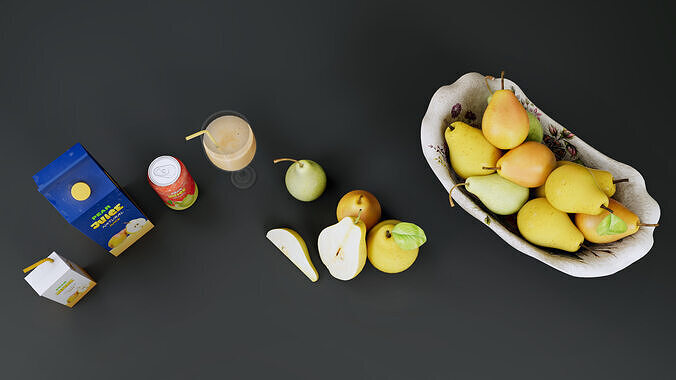Pears Low-poly 3D model 4