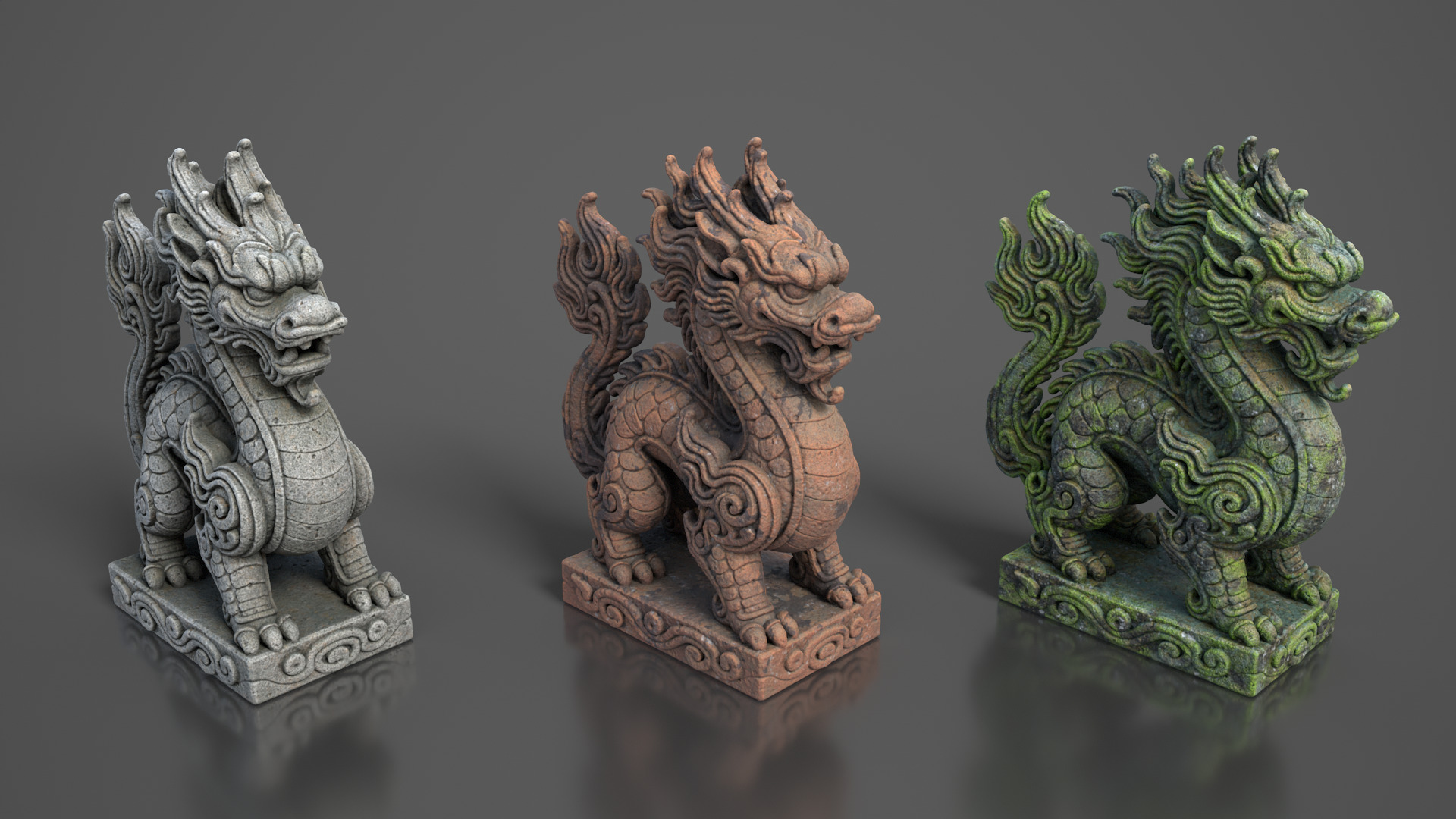 Ancient Asia Stone Statue Pack C - 250602 Low-poly 3D model_12