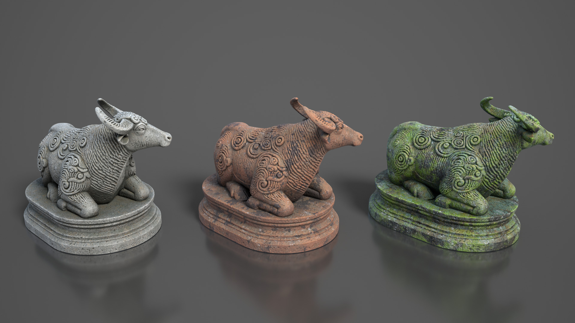 Ancient Asia Stone Statue Pack C - 250602 Low-poly 3D model_2