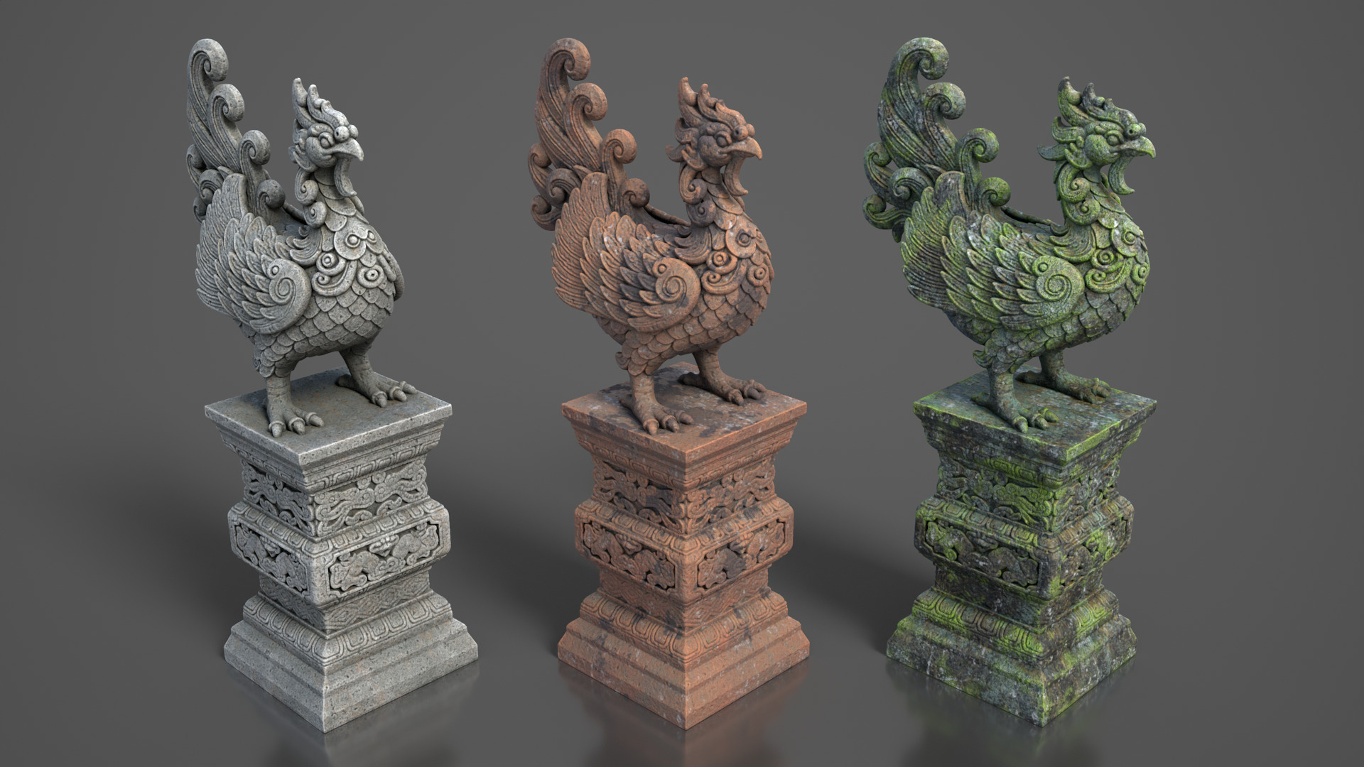 Ancient Asia Stone Statue Pack C - 250602 Low-poly 3D model_4