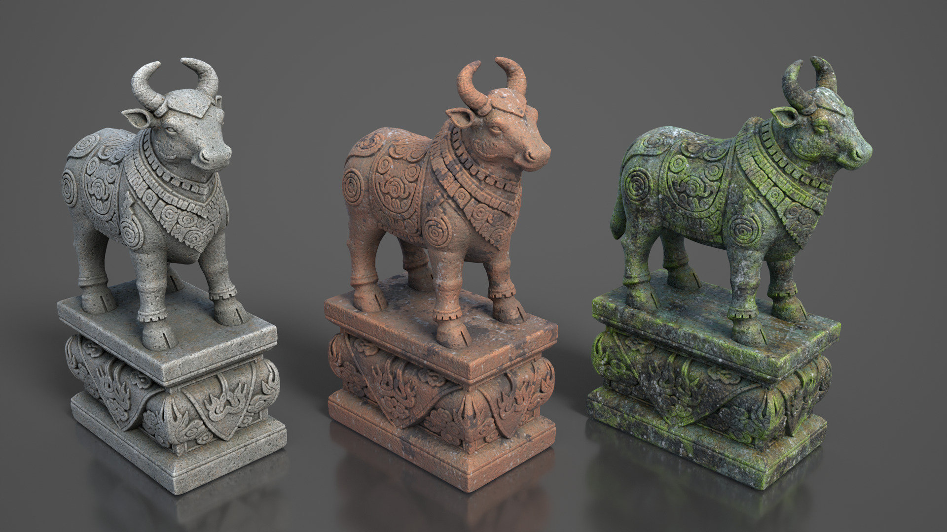 Ancient Asia Stone Statue Pack C - 250602 Low-poly 3D model_6