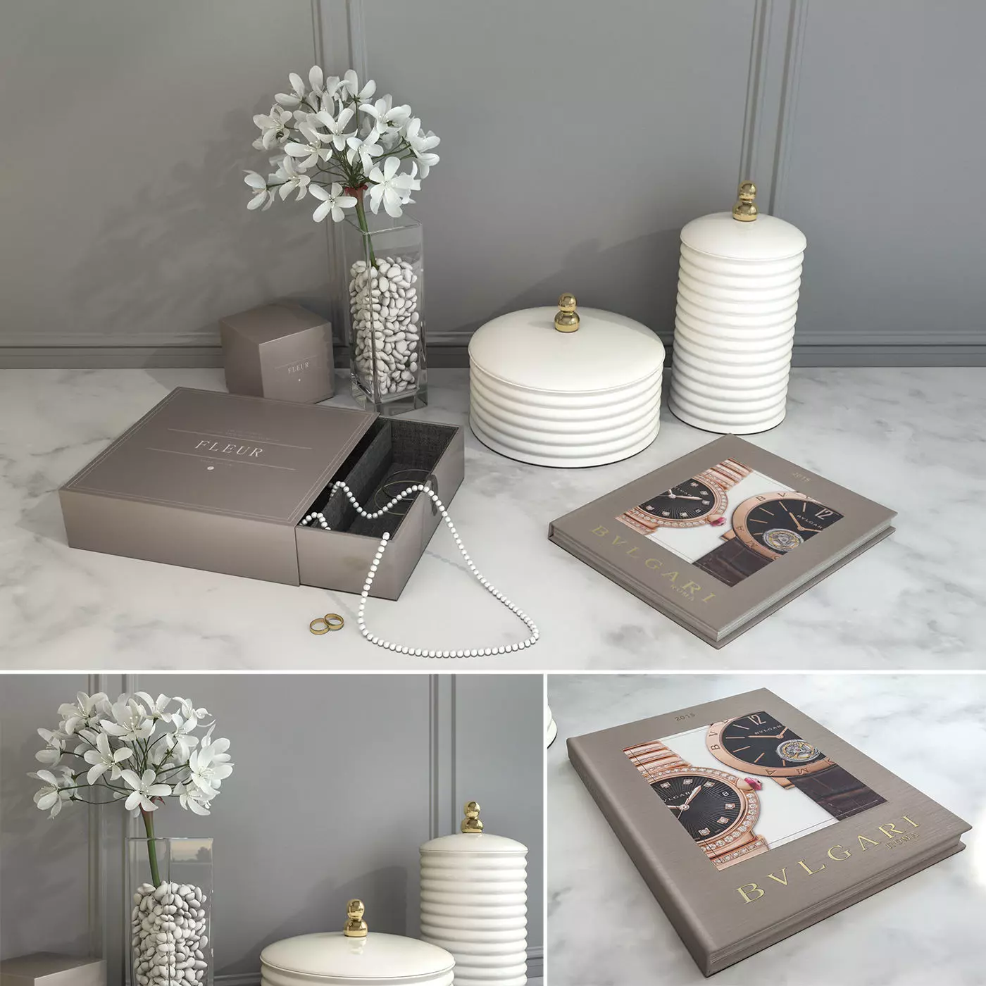 Decorative set of Dressing Table 3D model_0