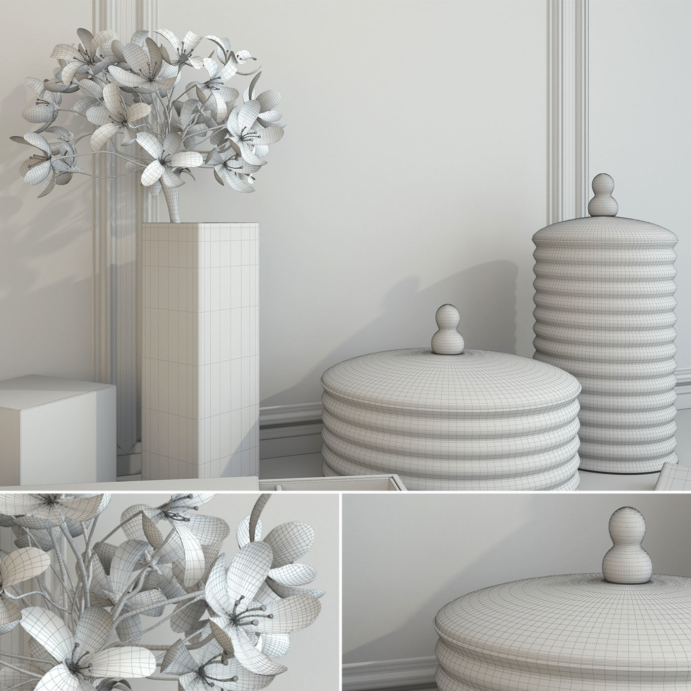 Decorative set of Dressing Table 3D model_3