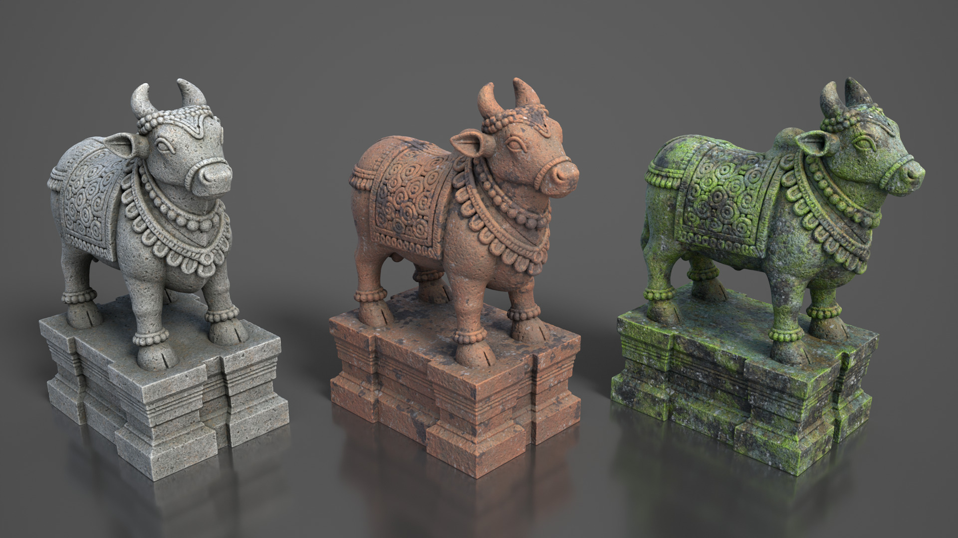 Ancient Asia Stone Statue Pack D - 250602 Low-poly 3D model_6