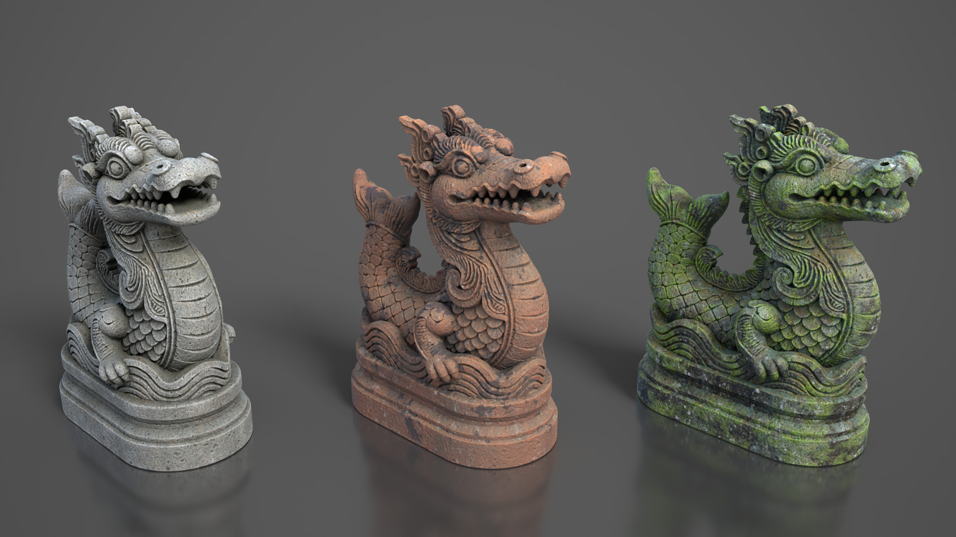 Ancient Asia Stone Statue Pack D - 250602 Low-poly 3D model_2