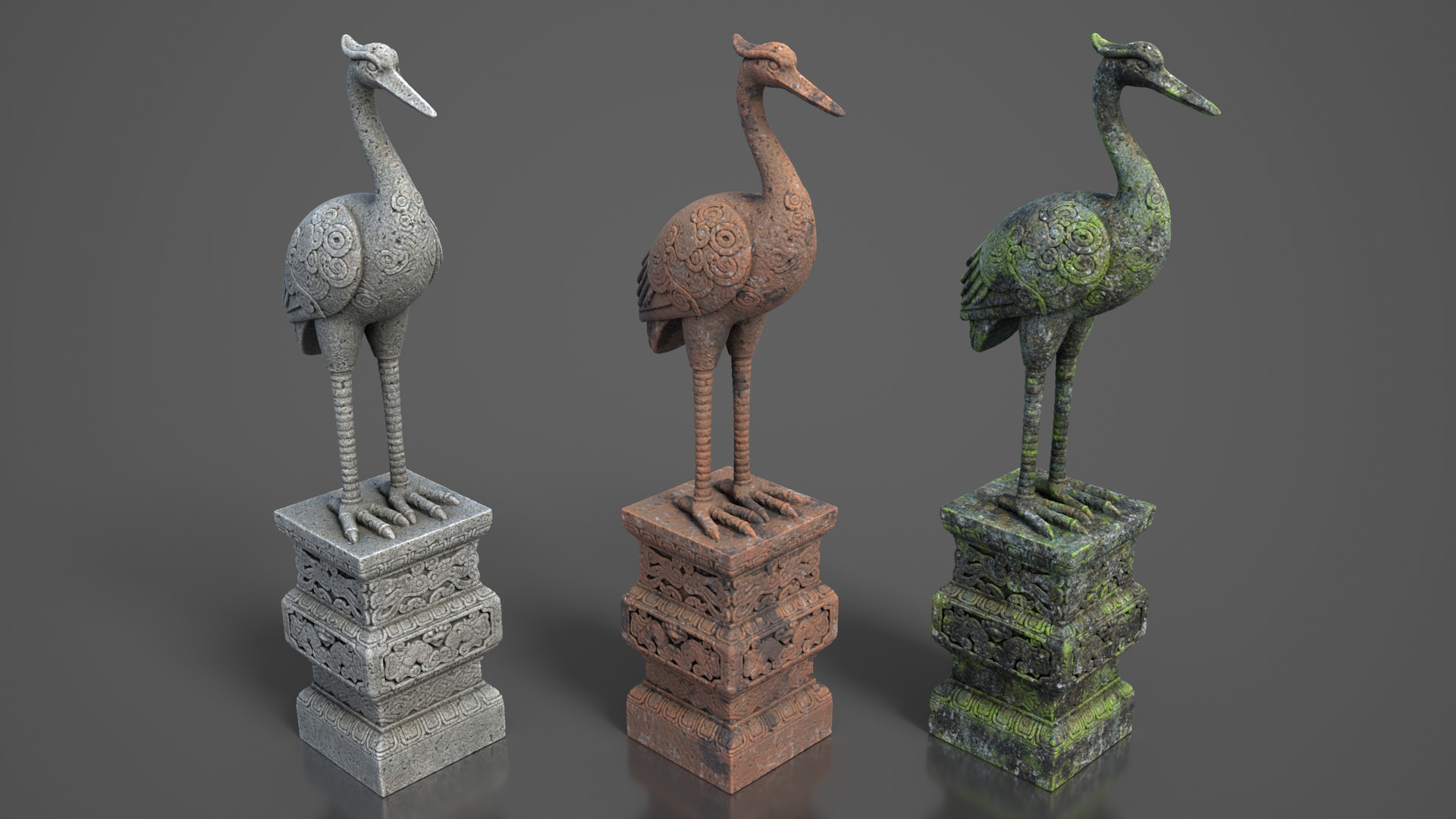 Ancient Asia Stone Statue Pack D - 250602 Low-poly 3D model_8