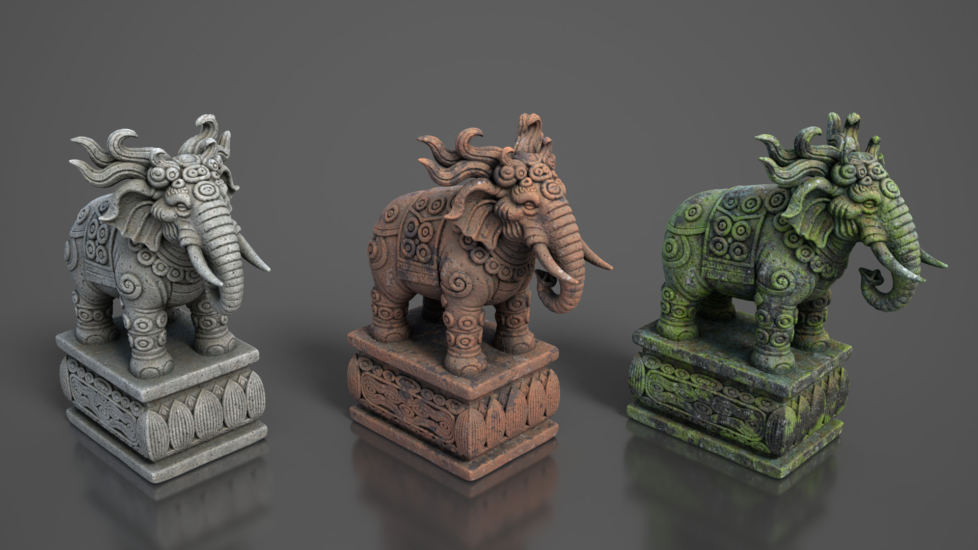 Ancient Asia Stone Statue Pack D - 250602 Low-poly 3D model_12