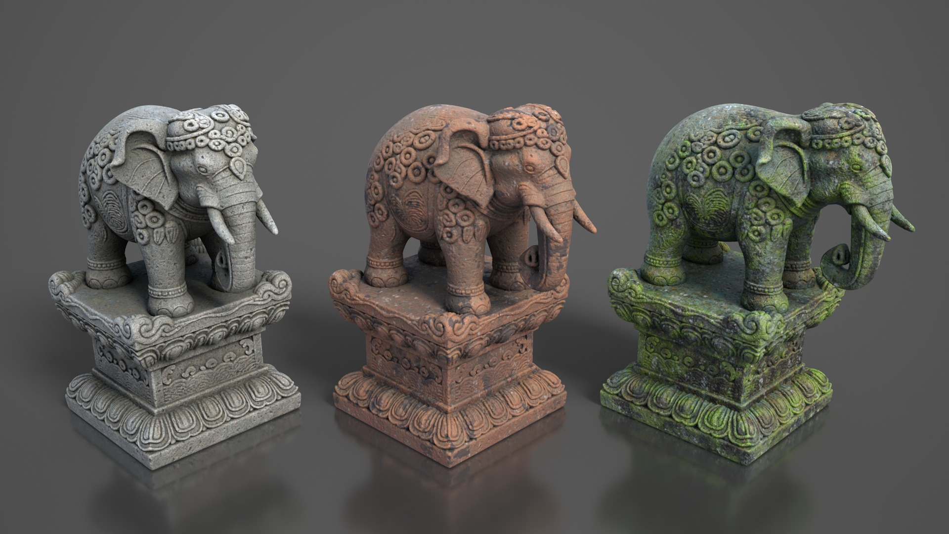 Ancient Asia Stone Statue Pack D - 250602 Low-poly 3D model_4