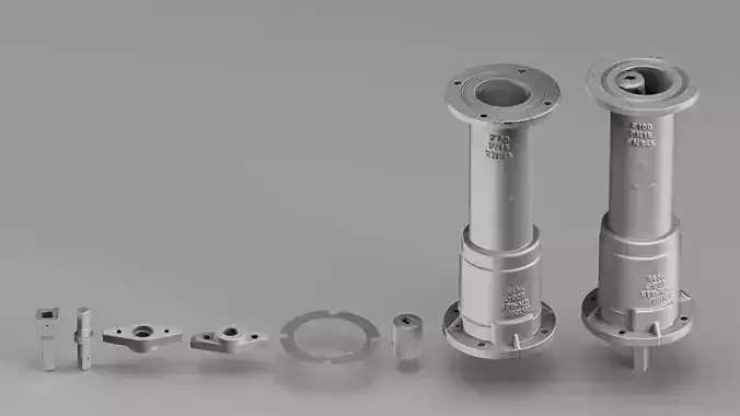 001622 Raw 3D Scan of Fire Hydrant Component Set 3D model
