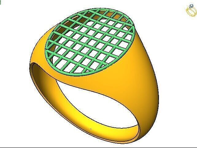 G1004 Gridwork Signet Ring 3gm 3D print model