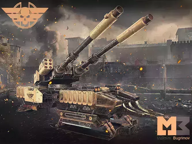 Dystopian Tank Low-poly 3D model