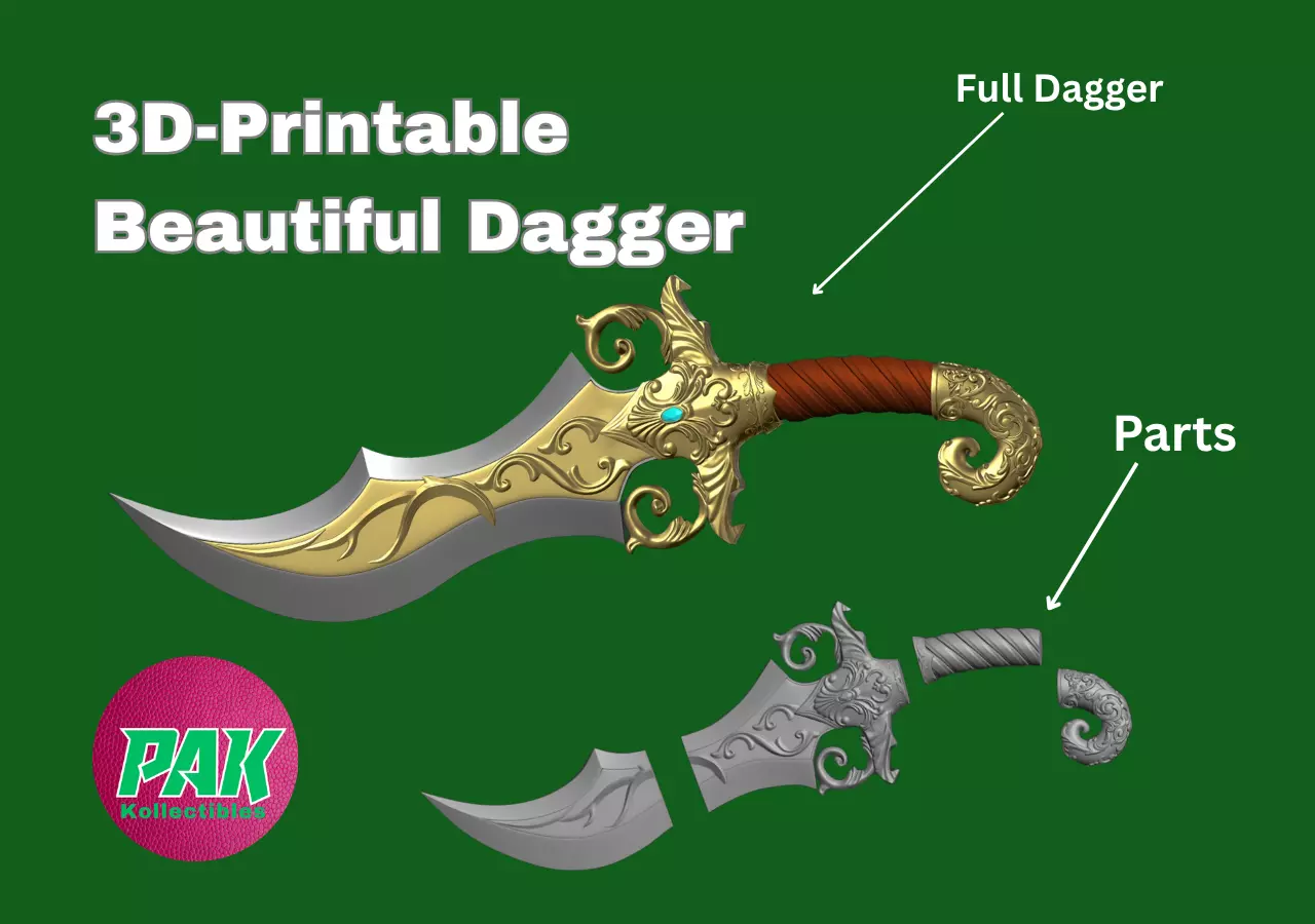 Beautiful Fancy Stylized Dagger 3d print model 3D print model_0