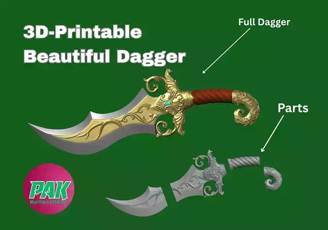 Beautiful Fancy Stylized Dagger 3d print model