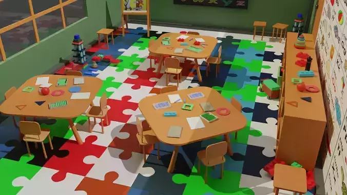 cartoon classroom scene